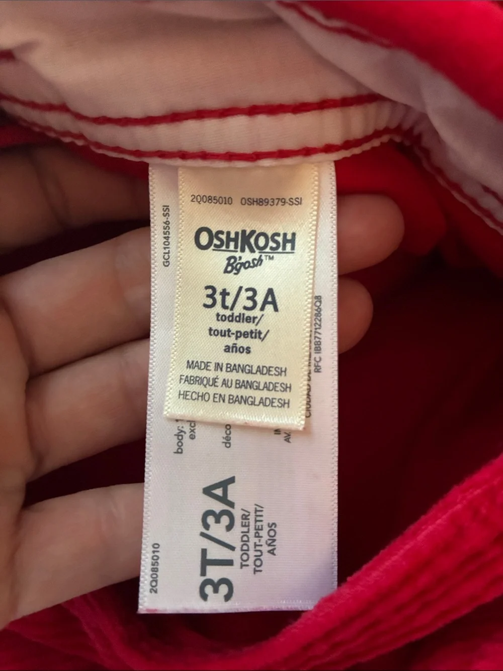 Oshkosh B’gosh Red Corduroy Overalls NWOT Sz 3T